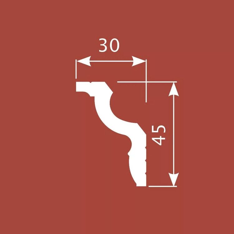 Потолочный карниз из дюрополимера Cosca KX022, 45х30 мм