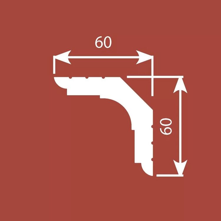 Потолочный карниз из дюрополимера Cosca KX006, 60х60 мм
