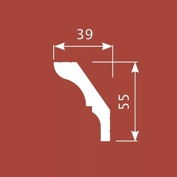 Потолочный карниз из дюрополимера Cosca KX029, 55х39 мм